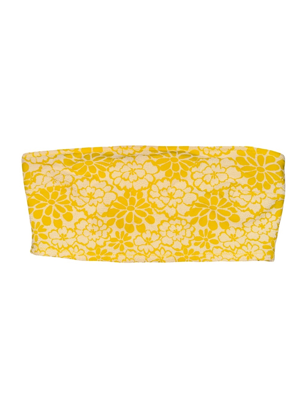 Aerie Yellow Floral Bandeau Bikini Top Size M Strapless Retro Swim